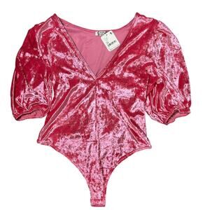 Free People Don't You Wish Bodysuit in Pink Phenom